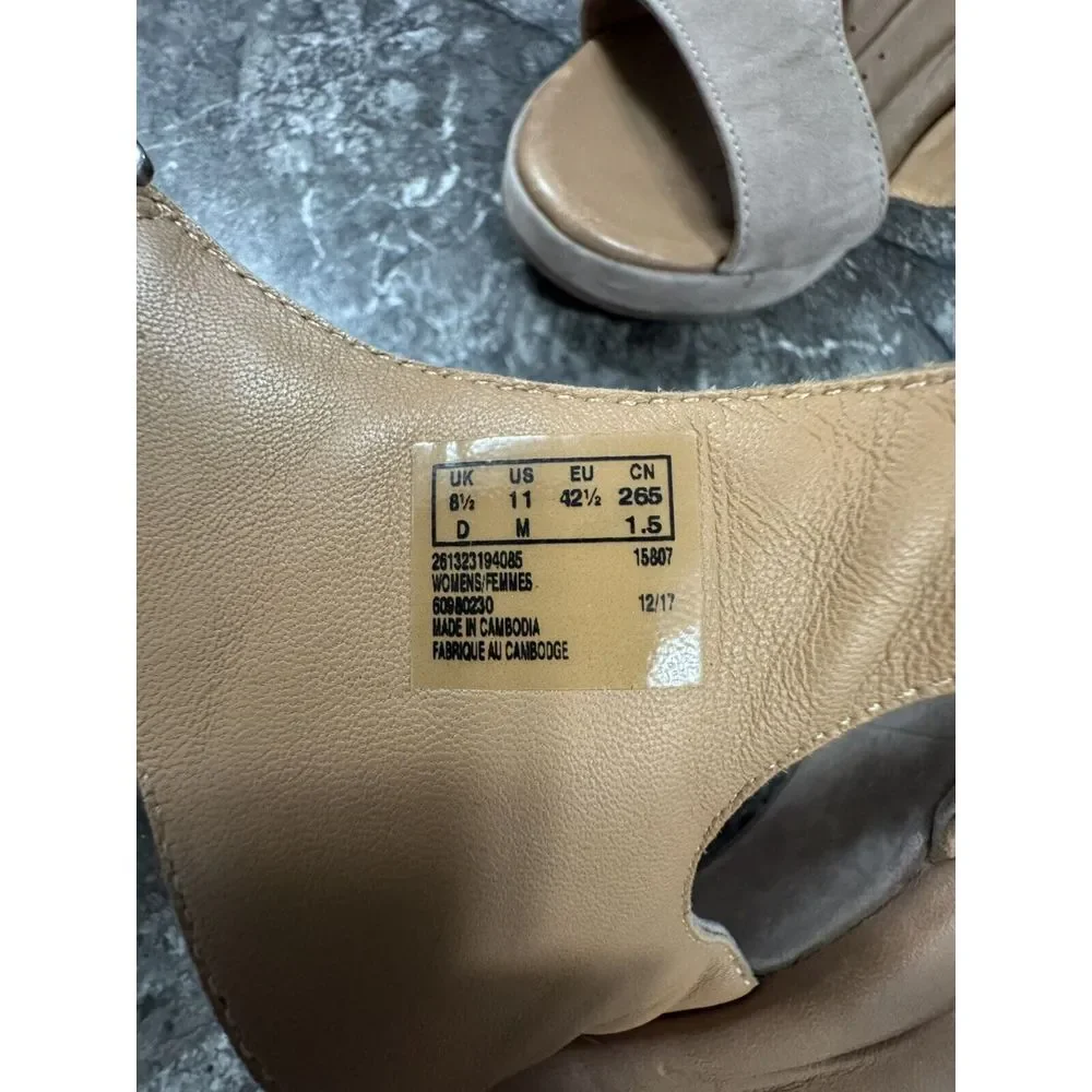 Clarks Taupe Suede Open-Toe Heels
